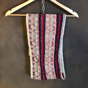 Red, navy, gold, cream multicolor infinity scarf